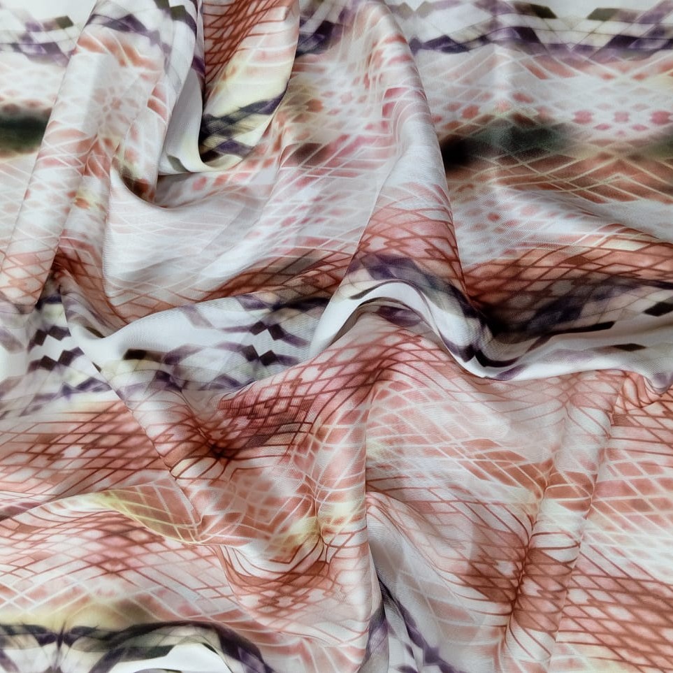 Red & White Colour Snake Skin Print On Twill Satin (PA03C#4) TSPS43