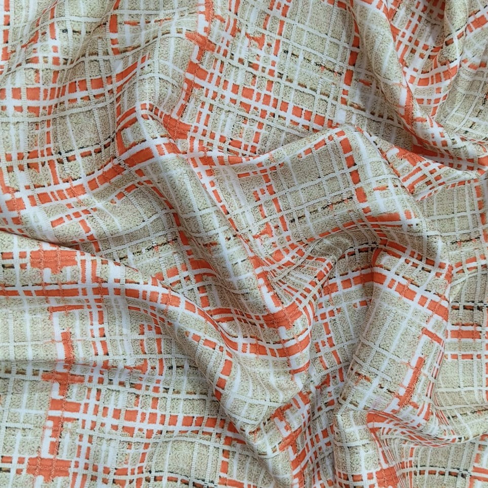 Green Check Print On Twill Satin (PA01C#1) TSPS51