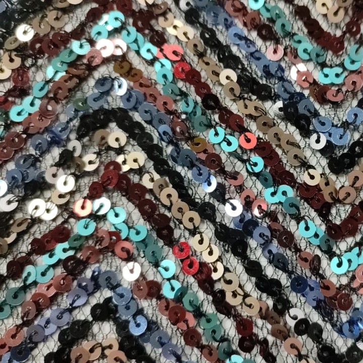Embroidered Sequins(Chevron, Colour- Black)