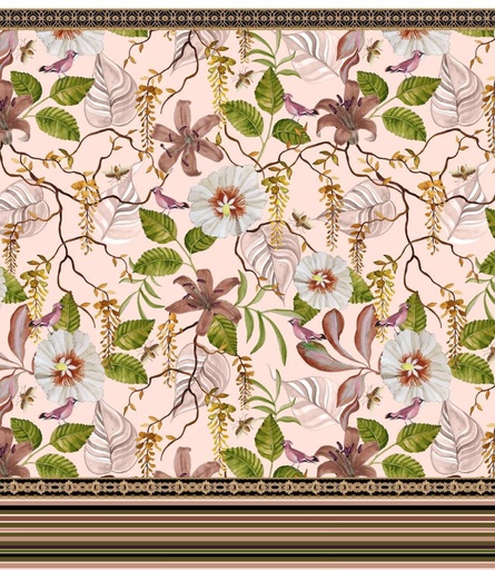 Border Garden Print On Korean Satin SS23N-KSPB130