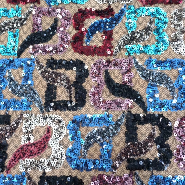 Embroidered Sequins ( Butterfly Colour-Black)