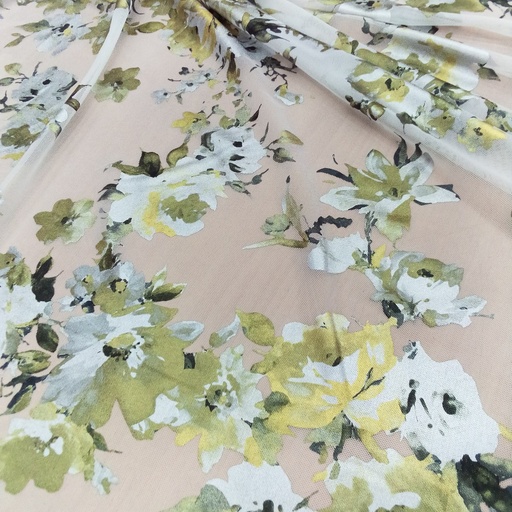 English Wedding Floral Print on 3D Net S24  3DPS06